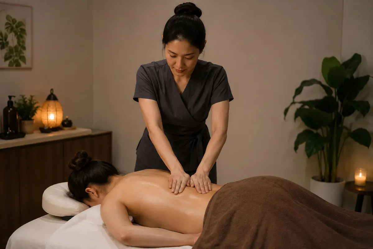 Female therapist providing remedial massage