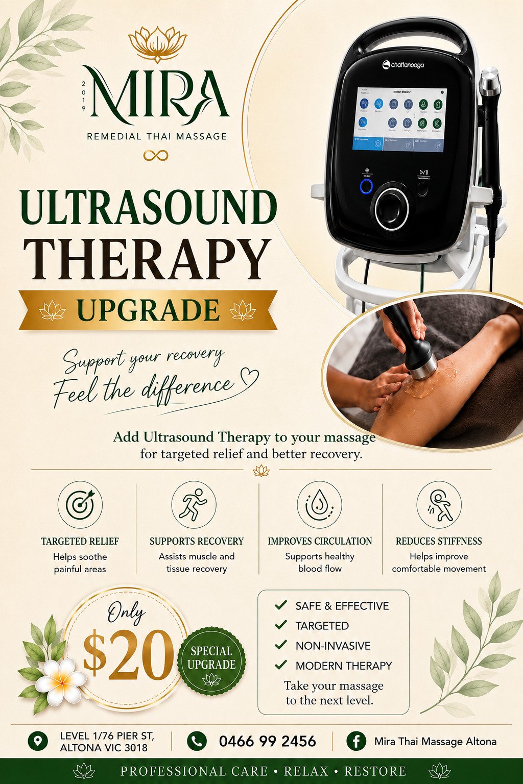 Ultrasound Therapy massage upgrade for targeted relief and recovery — $20